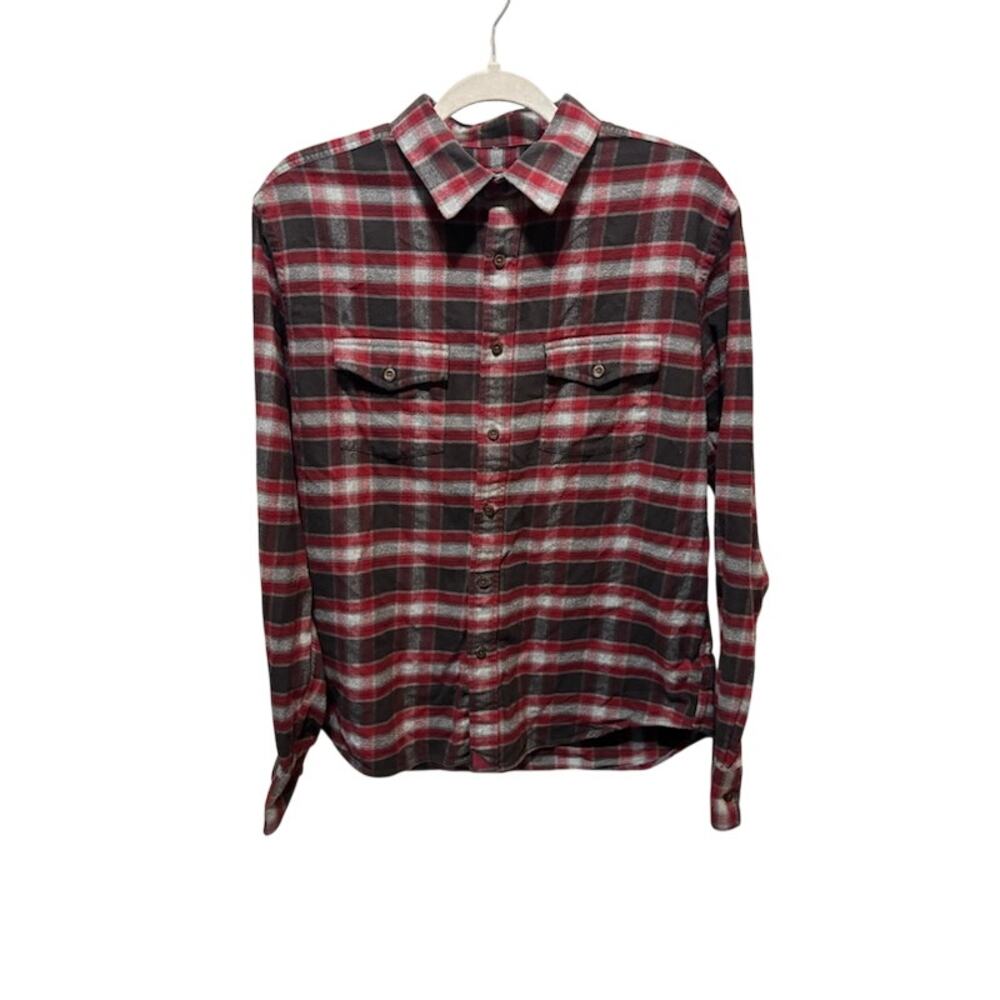 UNTUCKit Men's Large Manning Button Down Shirt Red Gray Plaid Long Sleeve Cotton